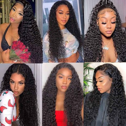 Pinketer Deep Wave Lace Front Wigs Human Hair 180% Density Curly Wig 13x4 Lace Frontal Wet and Wavy Wigs for Black Women with Baby Hair and Special Designed Adjustable Straps 24 Inch