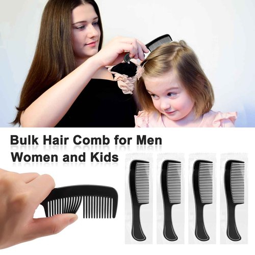 HOFASON 300 Pcs Bulk Hair Combs Individually Wrapped for Women, Kids, Men Beard, Professional Wide Tooth Comb for Hair Styling, Travel, Homeless, Hotel, Shelter, Nursing Home and Church (Black)