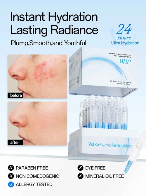 WNP Hyaluronic Acid Serum 3% for Face with 4D Multi-Layer Hydration | Ultra Hydrating Anti-Aging Serum | Moisturizer for Dry & Sensitive Skin | Pre-Makeup Skincare | Single-Use Vials 100PCS