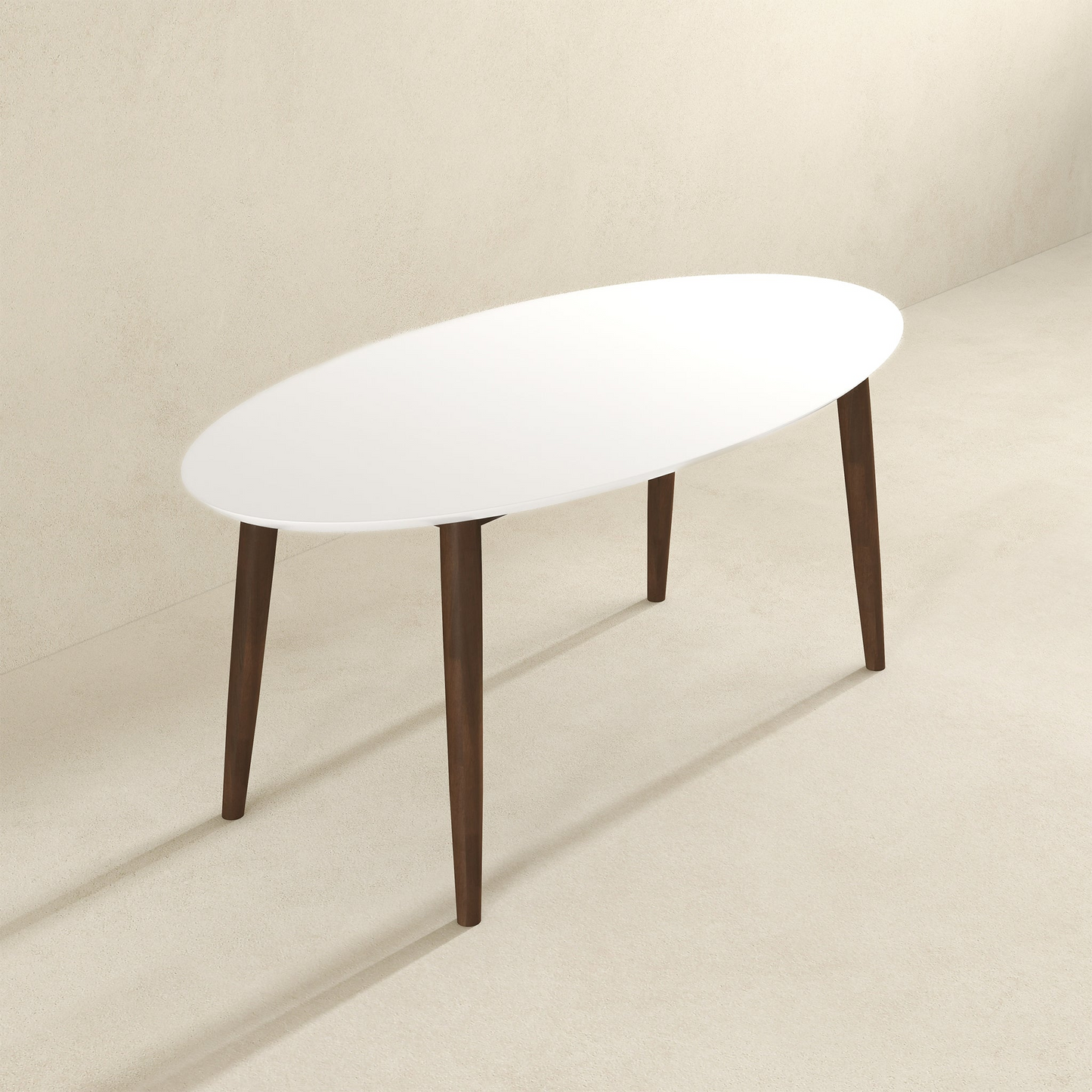 Ada Mid Century Modern Style Solid Wood Dining Table With White Top -