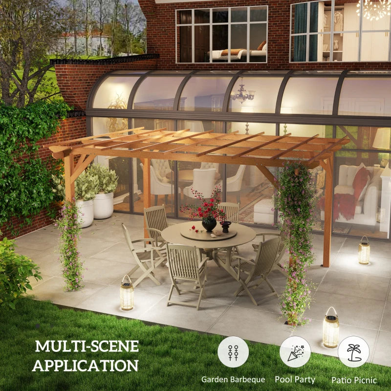 Wood Pergola Garden Trellis with Stable Frame for Climbing Plants - Dark Brown