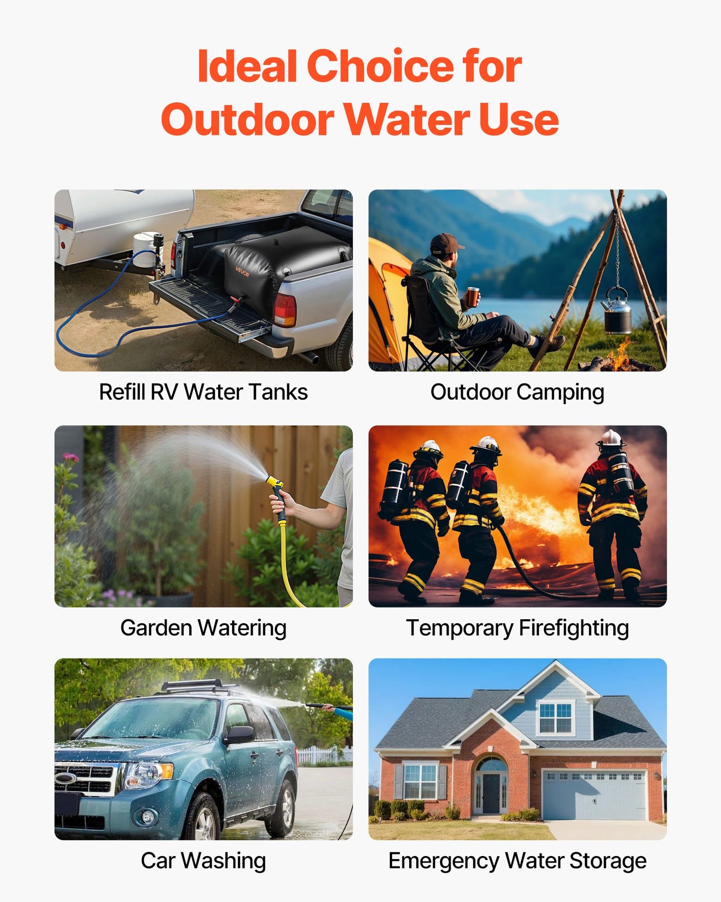 Collapsible Water Storage Bladder 63.4 Gal - Leakproof Garden & RV Tank