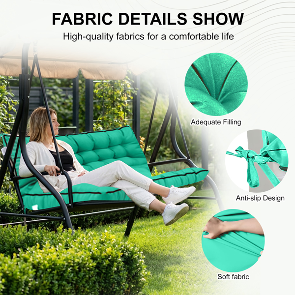 Outdoor Swing Cushions 70 Inch Waterproof 4-Inch Thick Replacement with Backrest Ties for Garden Patio