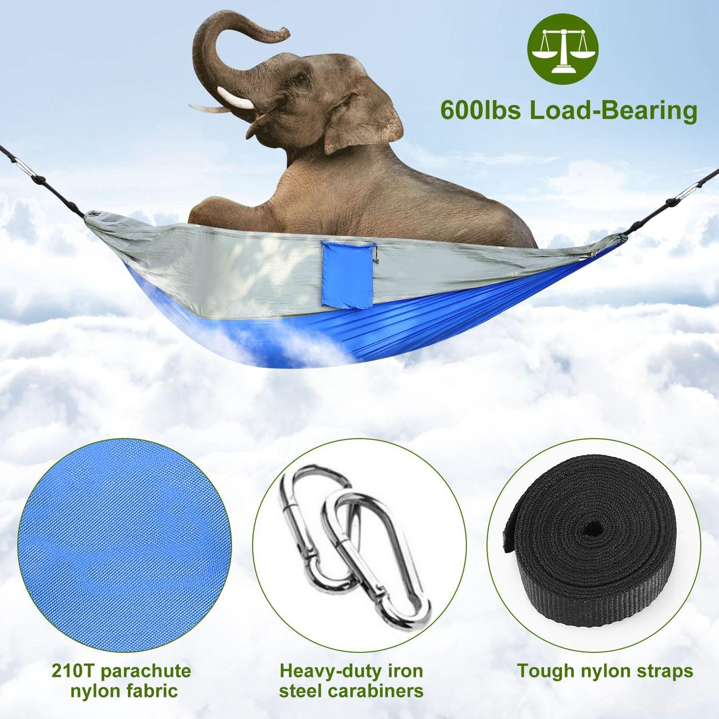 Outdoor Anti-Bug Hammock with Fine Mesh Mosquito Net
