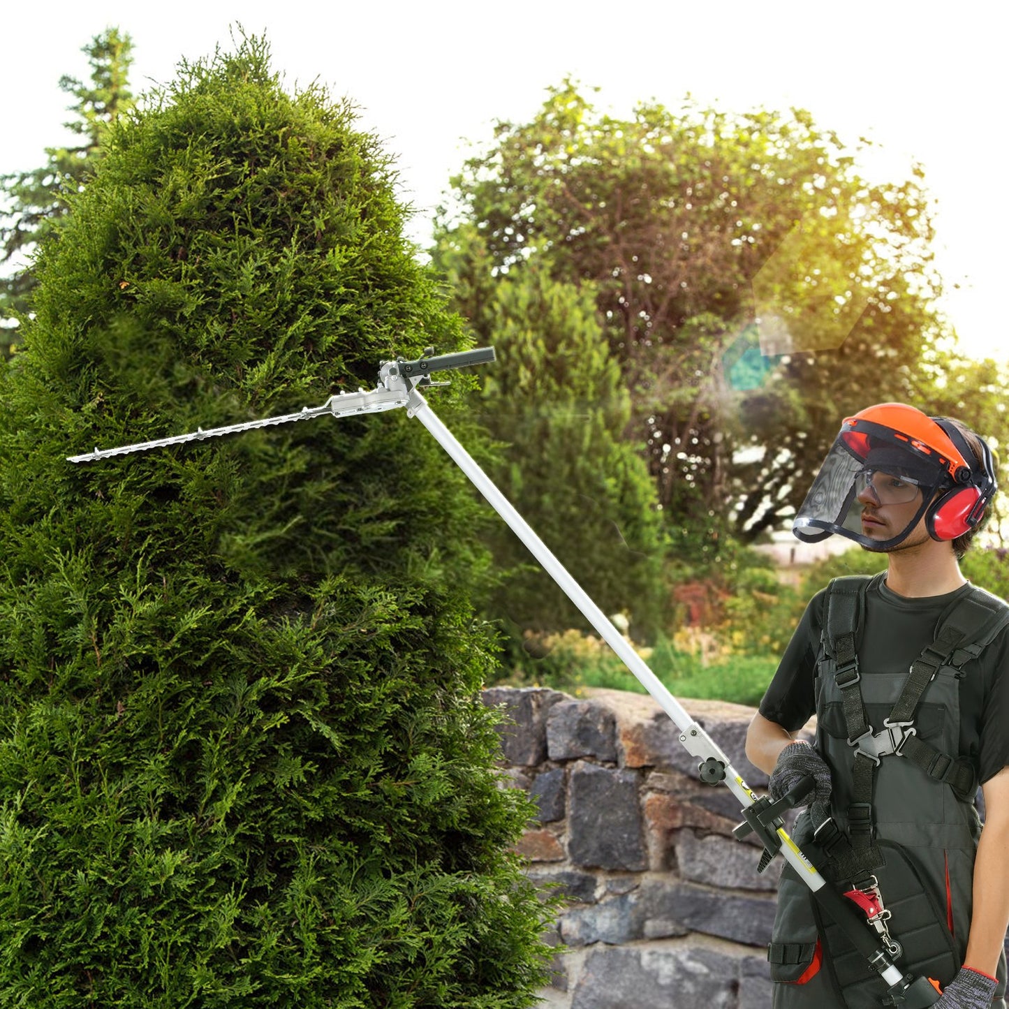 Gas Powered Pole Hedge Trimmer with Dual Sided Blades - 26CC 15.7-Inch