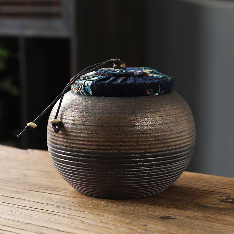 Coarse Ceramic Tea Caddy Airtight Canister for Pu-erh Tea Kitchen Storage