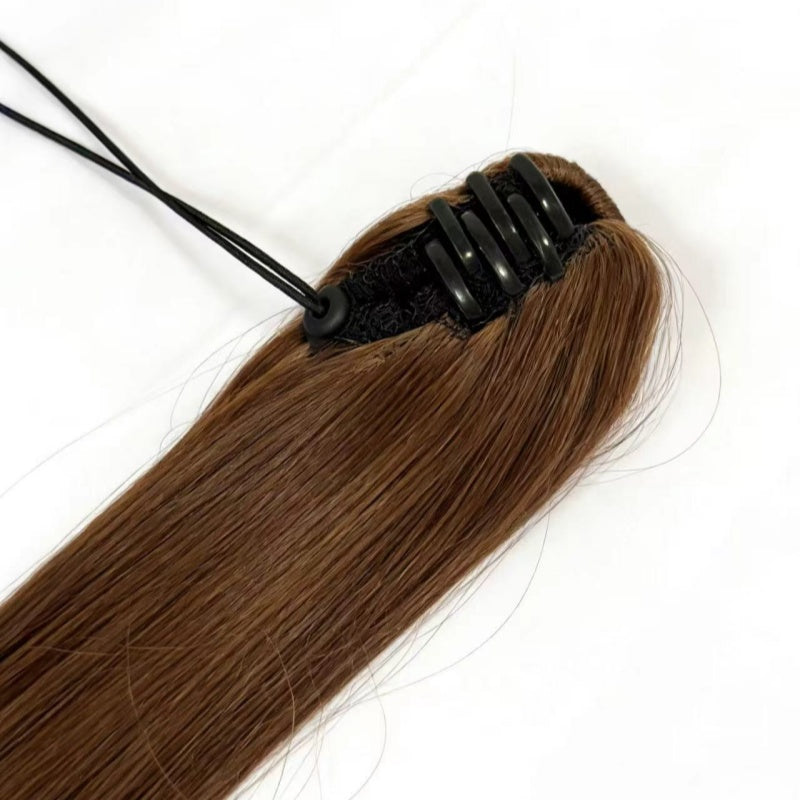 Long Straight Ponytail Extension - Drawstring Ombre Brown Hairpiece