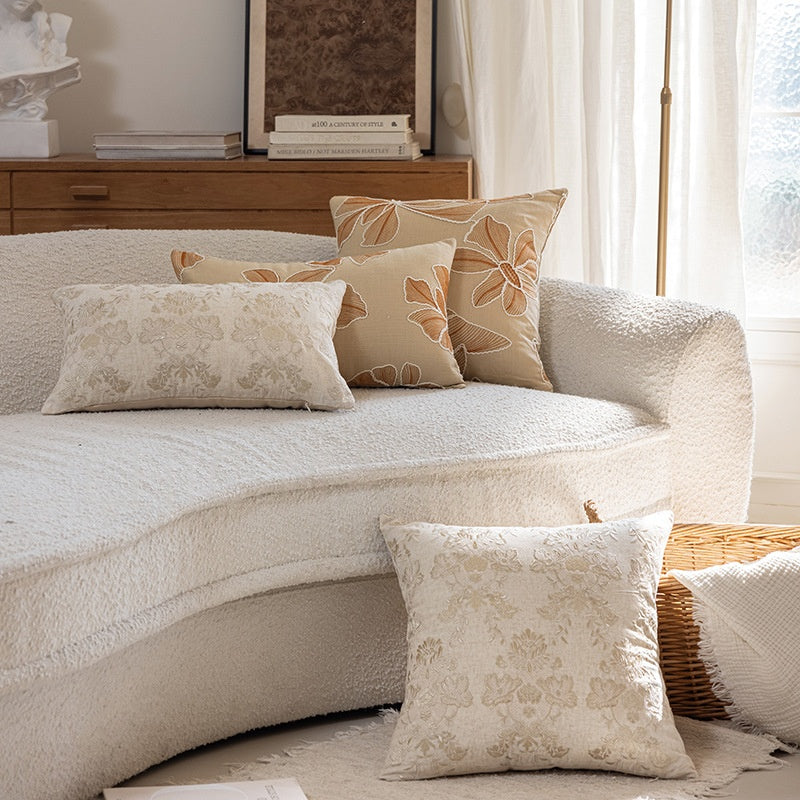 Floral Embroidered Plant Throw Pillow Set - Home Living Room Decor