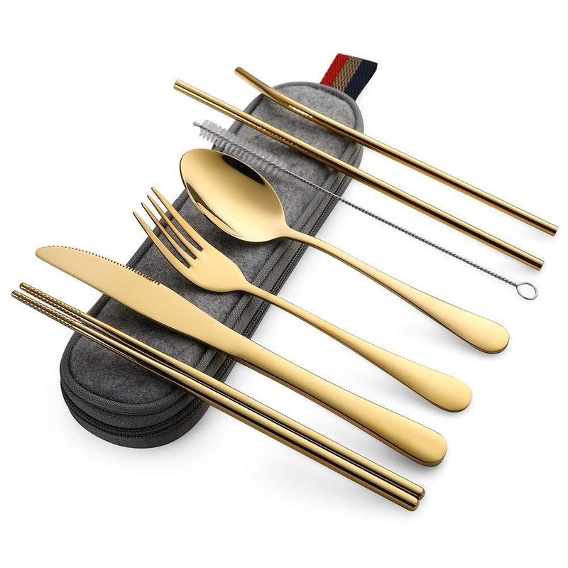 Titanium-Plated Stainless Steel Portable Tableware Set for Home & Dining