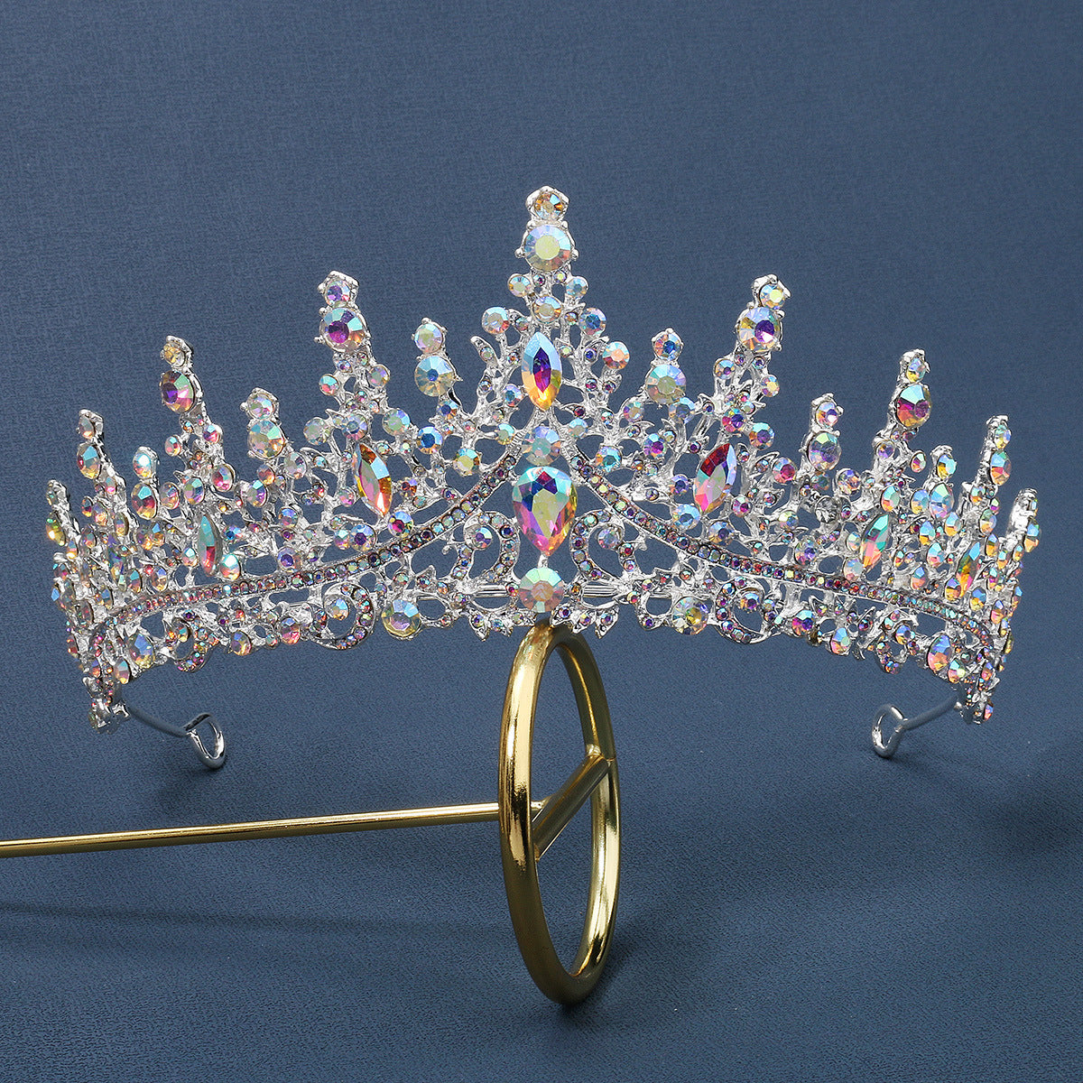Luxury Diamond Alloy Crown Headband - Gold
