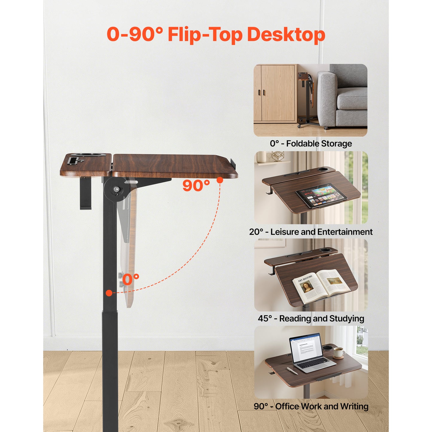 Adjustable Standing Desk with Tilting Desktop - 28x21 Inch Sit-Stand Workstation