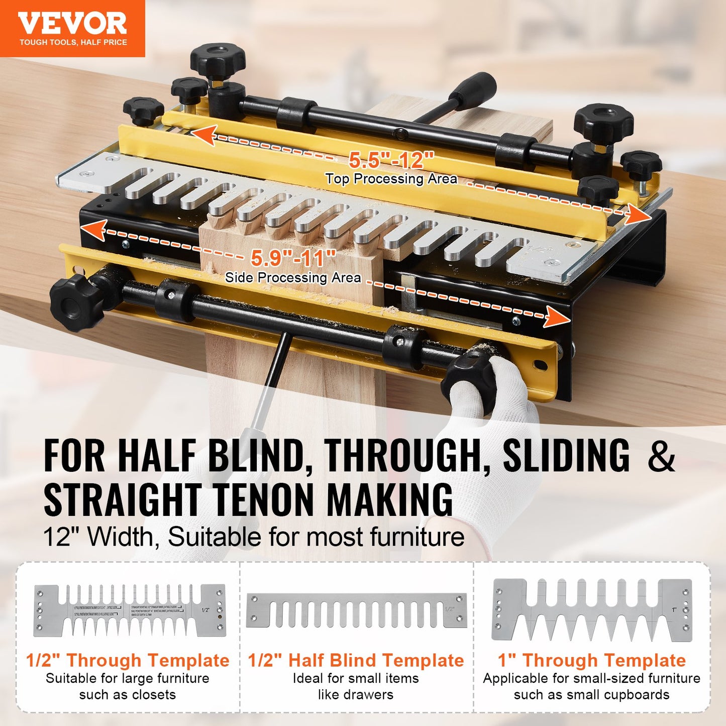 12-Inch Dovetail Jig with 4 Router Bits & Templates for Precise Woodworking