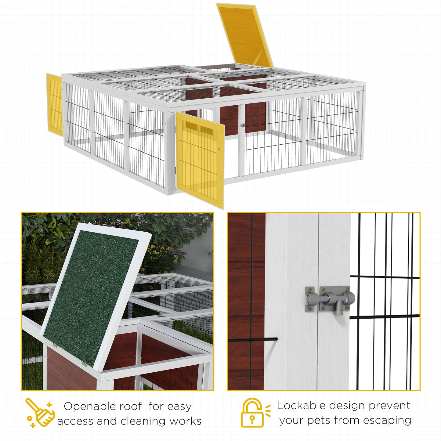 Wooden Outdoor Rabbit Hutch Playpen with Run and Cover - Weather Resistant