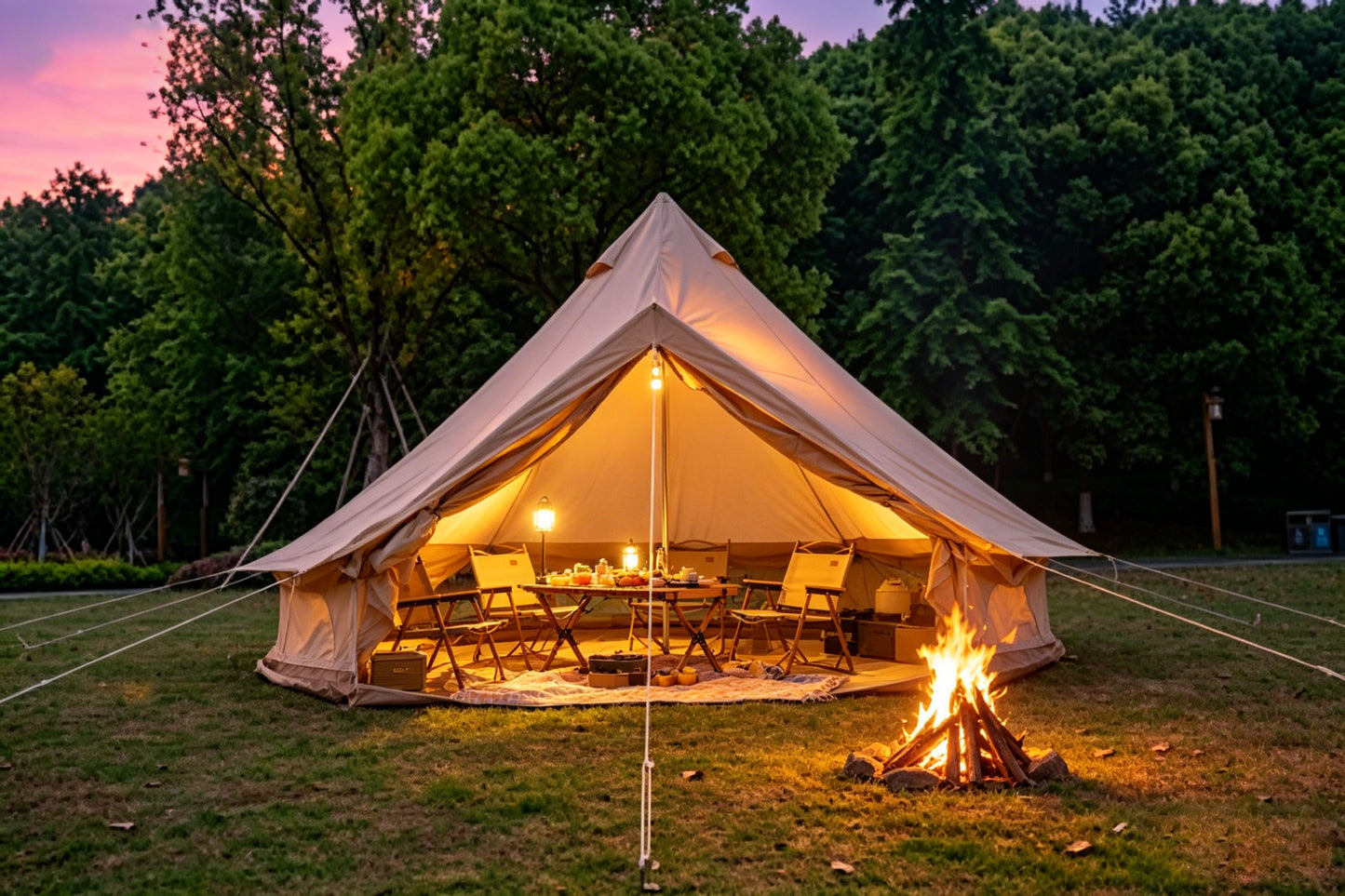 Spacious 9.8ft Bell Tent for 3-4 People - Beige Glamping Shelter