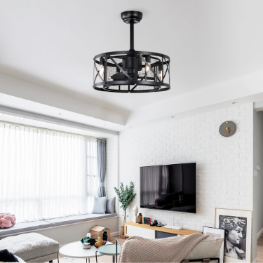 20'' Industrial Ceiling Fan with Remote Control - Matte Black