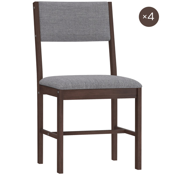 Set of 4 Modern Dining Chairs - Gray and Walnut Finish