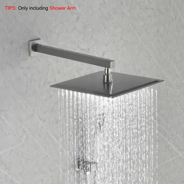 Rain Shower Head Arm with Flange - Wall Mount Extension, 1/2 NPT Thread