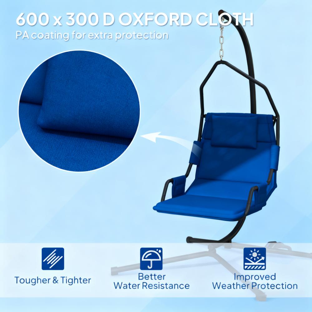 Hanging Swing Chair with Steel Frame & Coating Cushion - Black & Dark Blue
