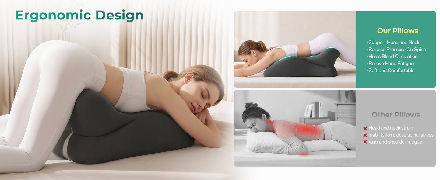Ergonomic Memory Foam Wedge Pillow for Couples - Dark Grey