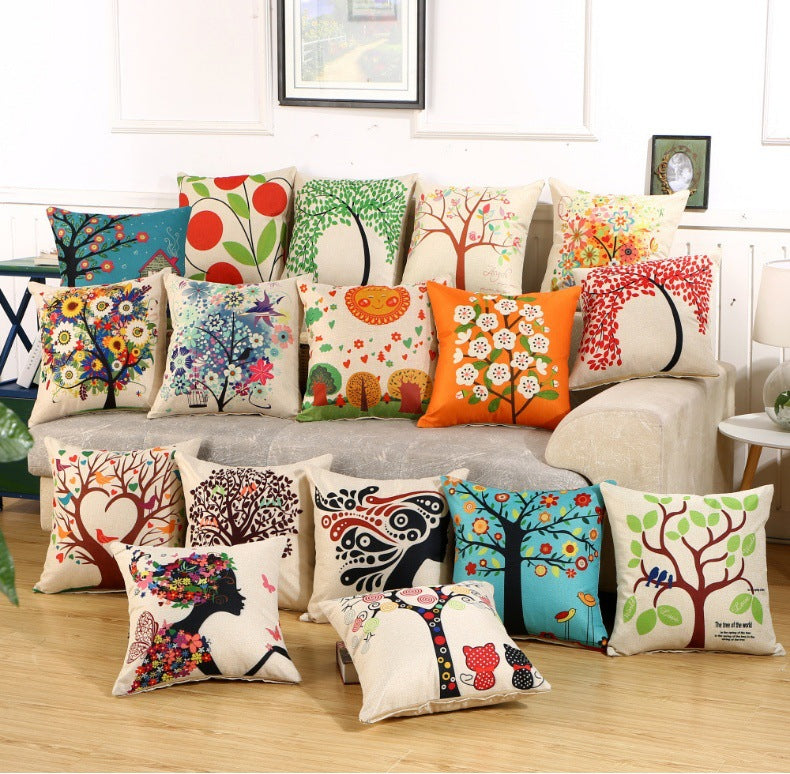 Decorative Cartoon Print Pillow Covers & Cushions for Sofa Bed Bedroom