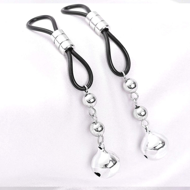 Silicone Nipple Rings for Adults, Black & Silver White, 1 Pair