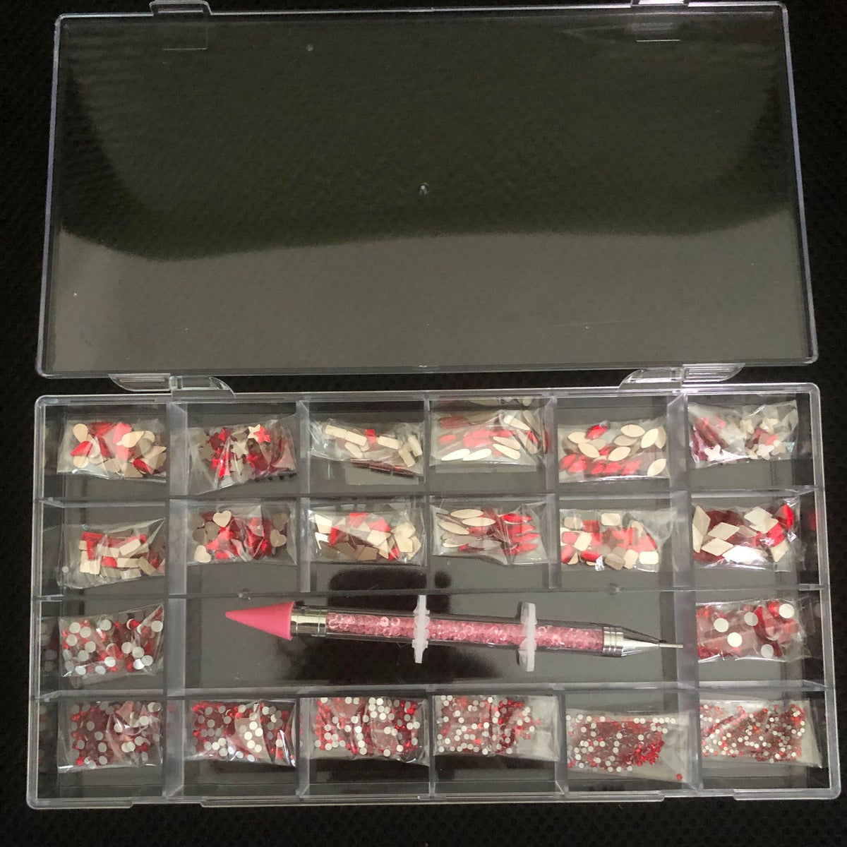 Nail Art Drill Kit with Glass Diamond Organizer Box