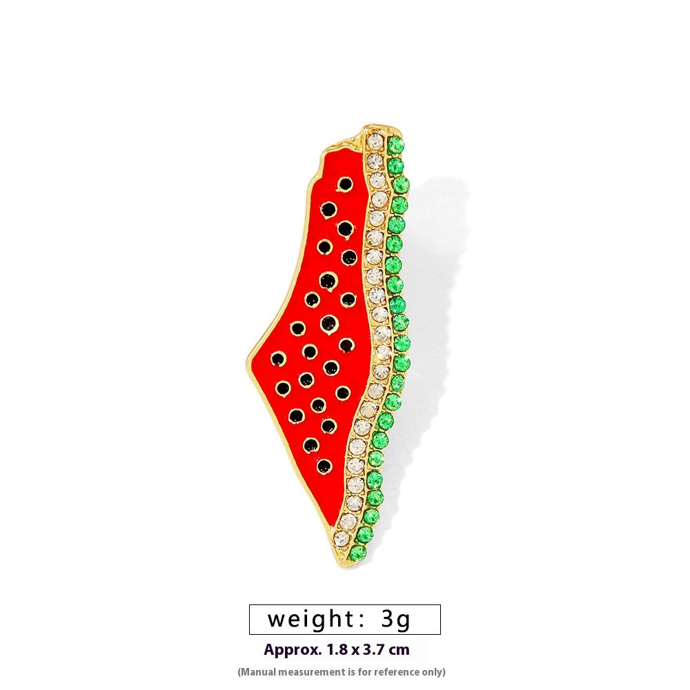 Free Palestine Flag Brooch Pin - Gold & Black Badge for Clothes & Accessories