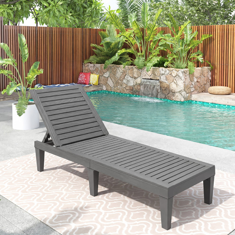Outdoor Chaise Lounge Chair With 5 Positions Adjustable Backrest For