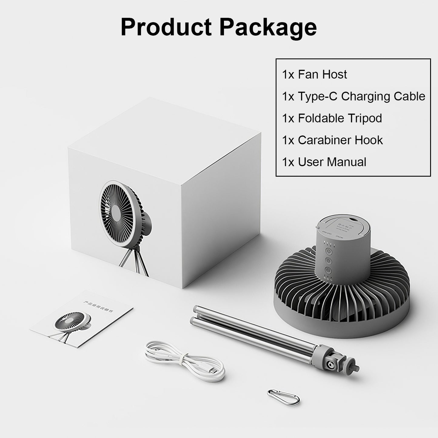 Portable Camping Fan with Lantern - 10000mAh Rechargeable Battery