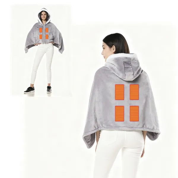 Wearable Heated Throw Blanket - Portable Double-Sided Flannel