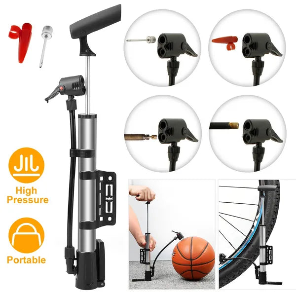 Portable Mini Bike Pump for Bicycle Tires - Black