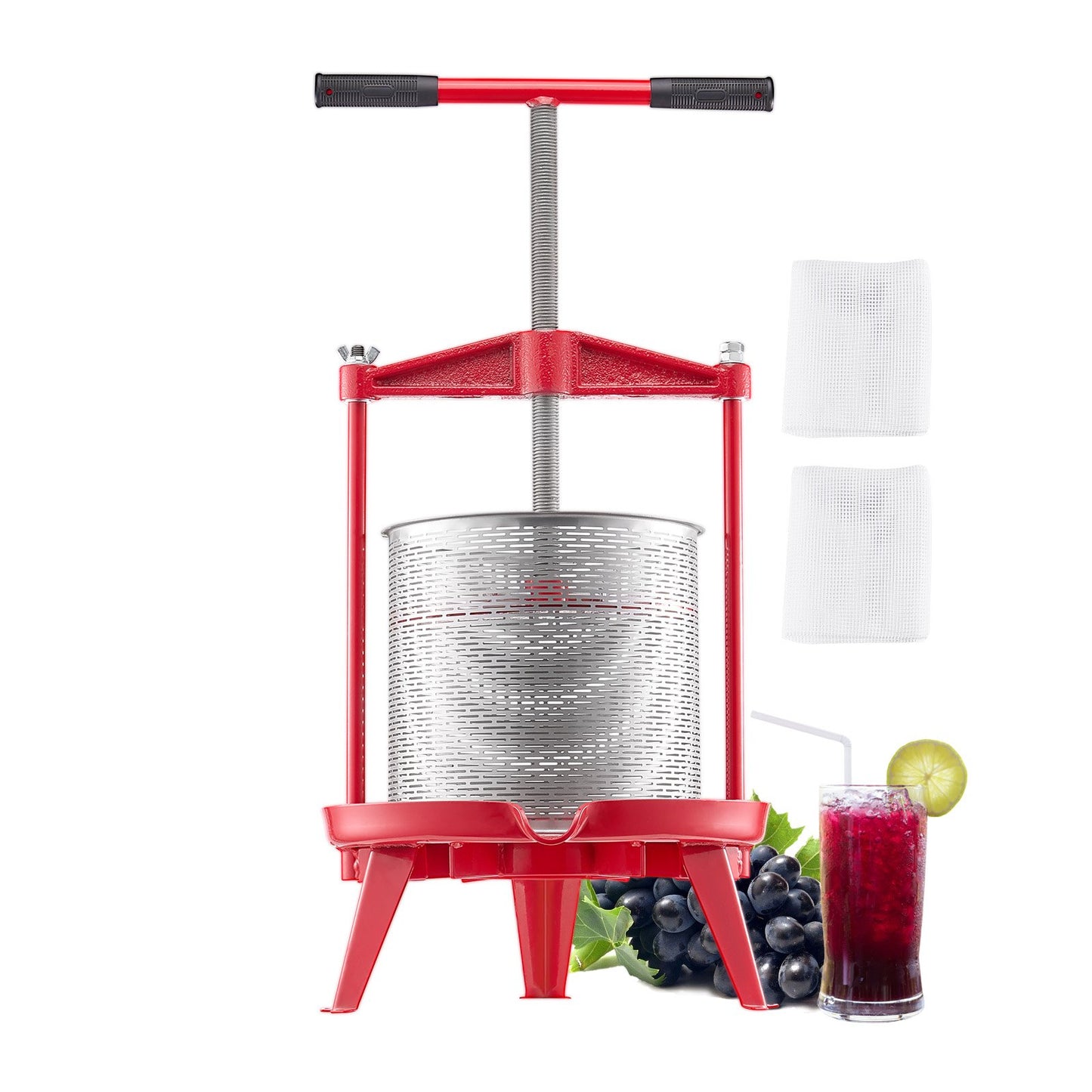 Manual Fruit Wine Press - 3.69 Gallon Stainless Steel Juicer