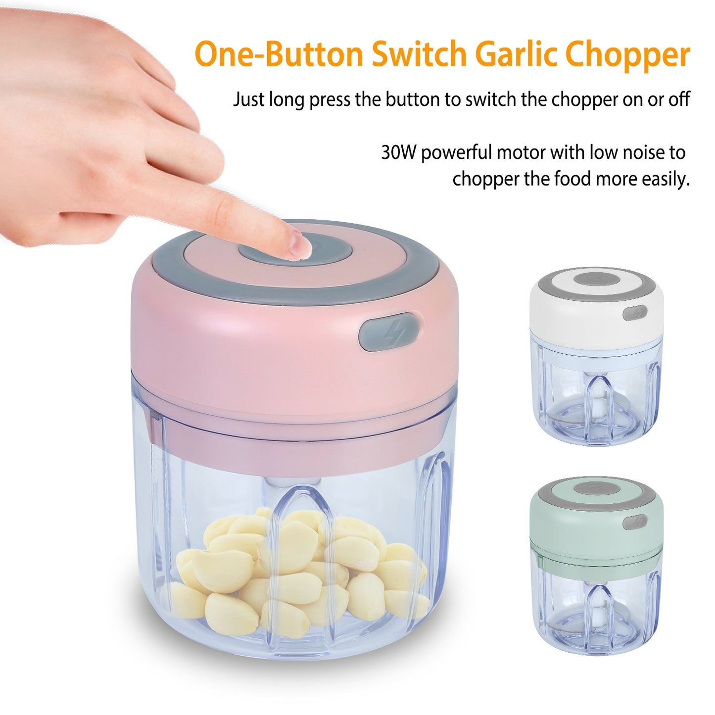 Mini Electric Garlic Chopper - Cordless 8.45OZ Food Processor