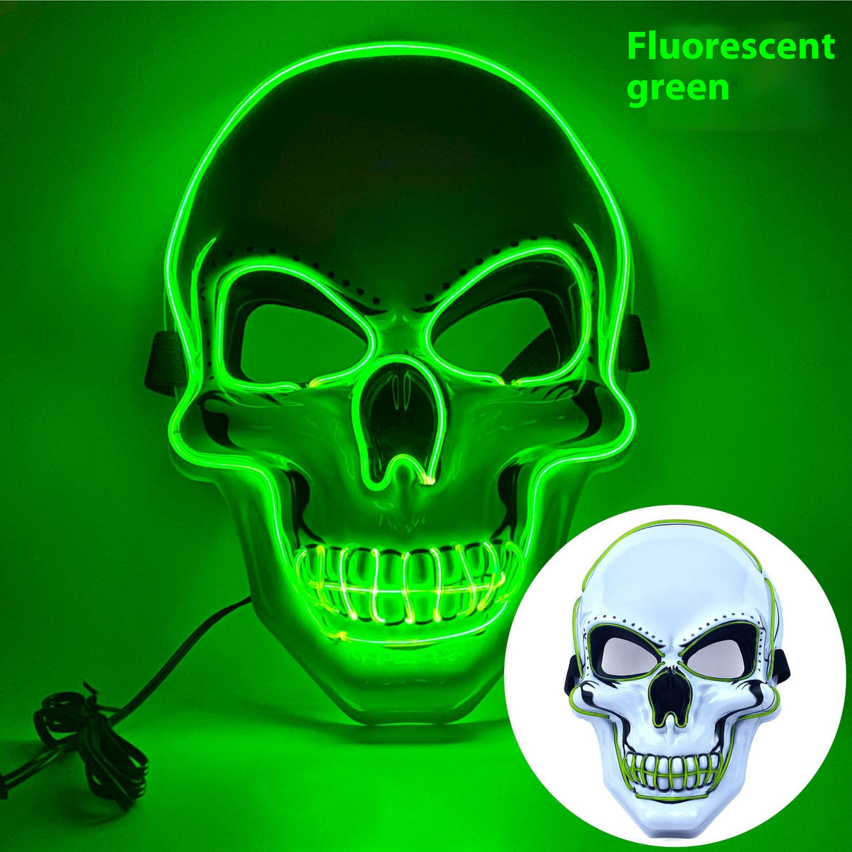 White Skull LED Mask Luminous Party Mask with Battery Operated Lighting