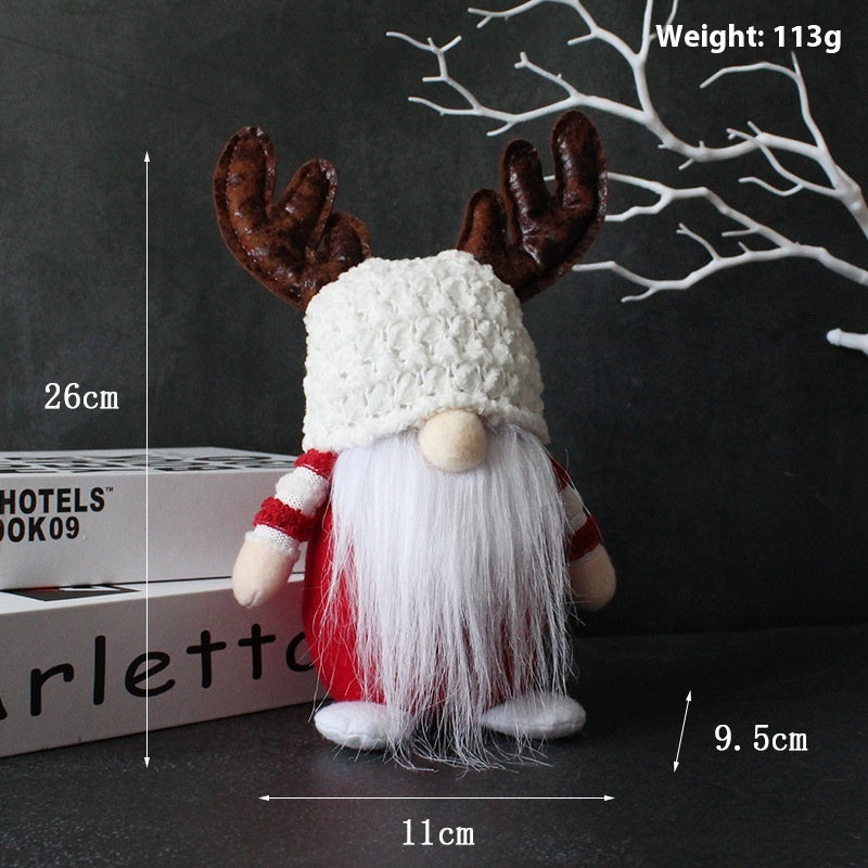 Christmas Antler Faceless Old Man Doll Decor for Holiday Festive Home