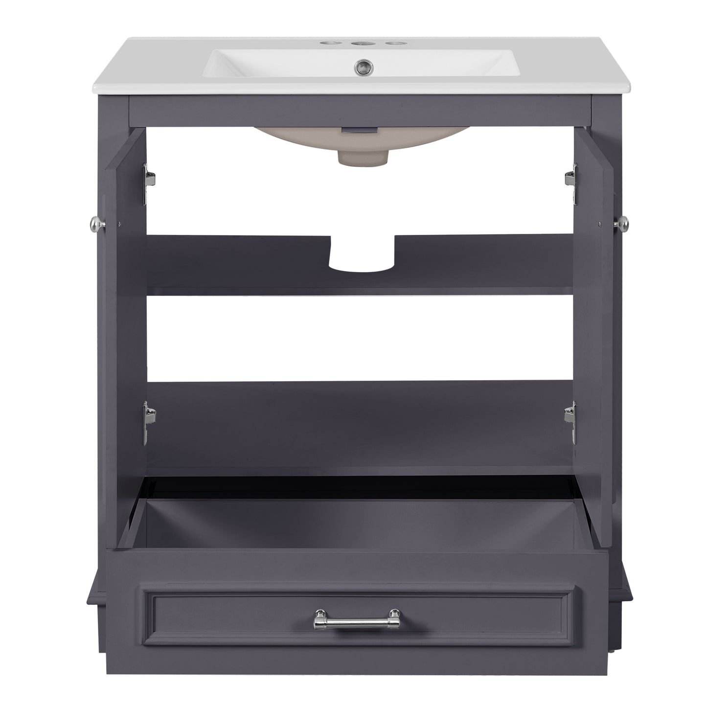 30" Blue Bathroom Vanity with Ceramic Sink & Soft Close Doors