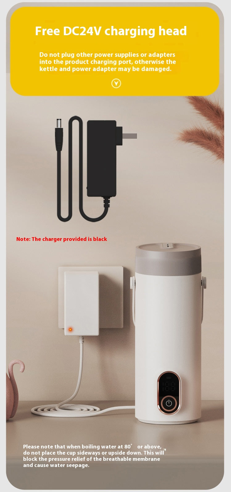 Wireless Portable Water and Electric Cup with Heating Function