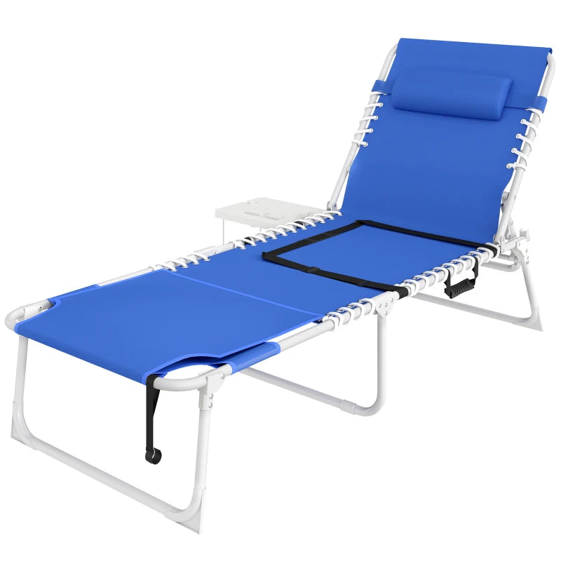 Navy Blue Pool Lounge Chair with Face Hole & Side Table