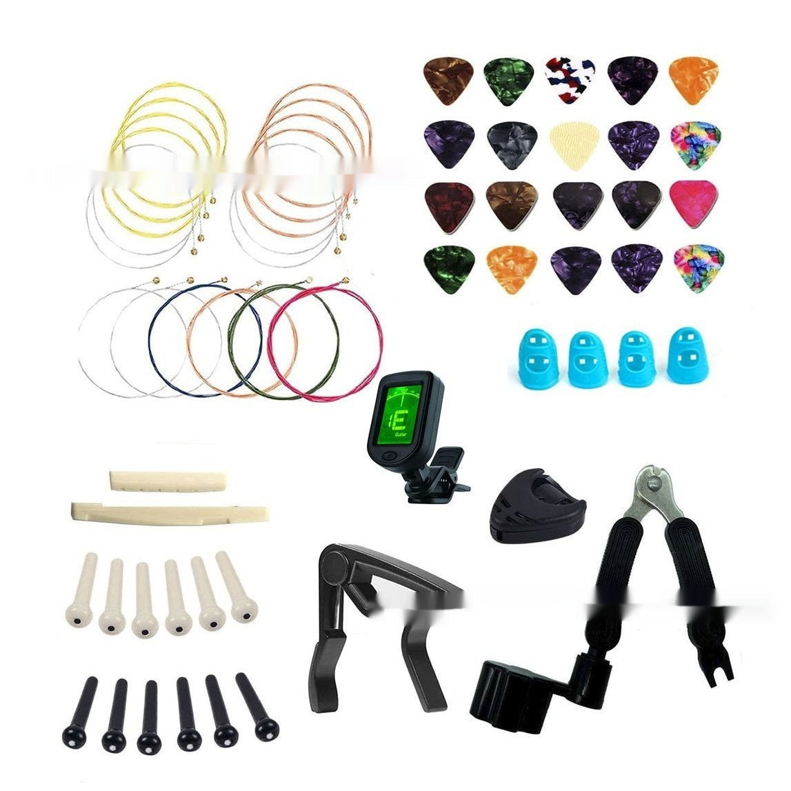 Guitar Accessory Set with Picks, String Nails & Pillow - Multiple Colors