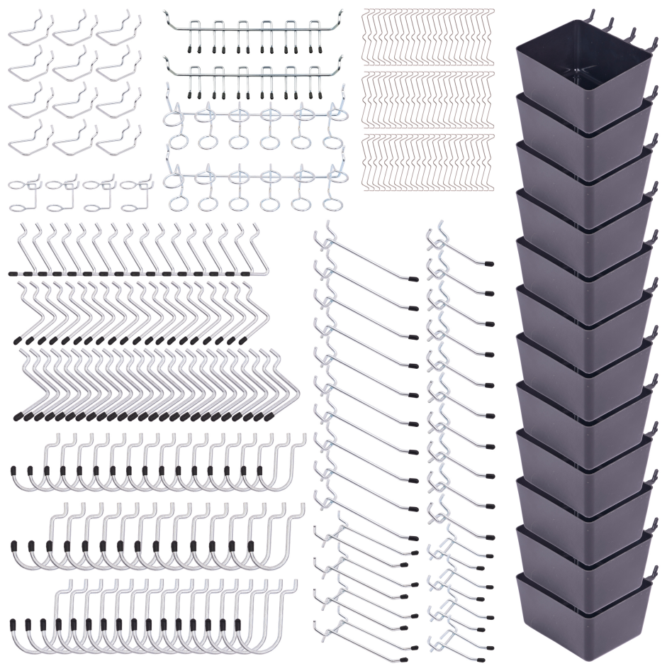 278-Piece Wall-Mounted Pegboard Organizer Kit for Workshops & Garages