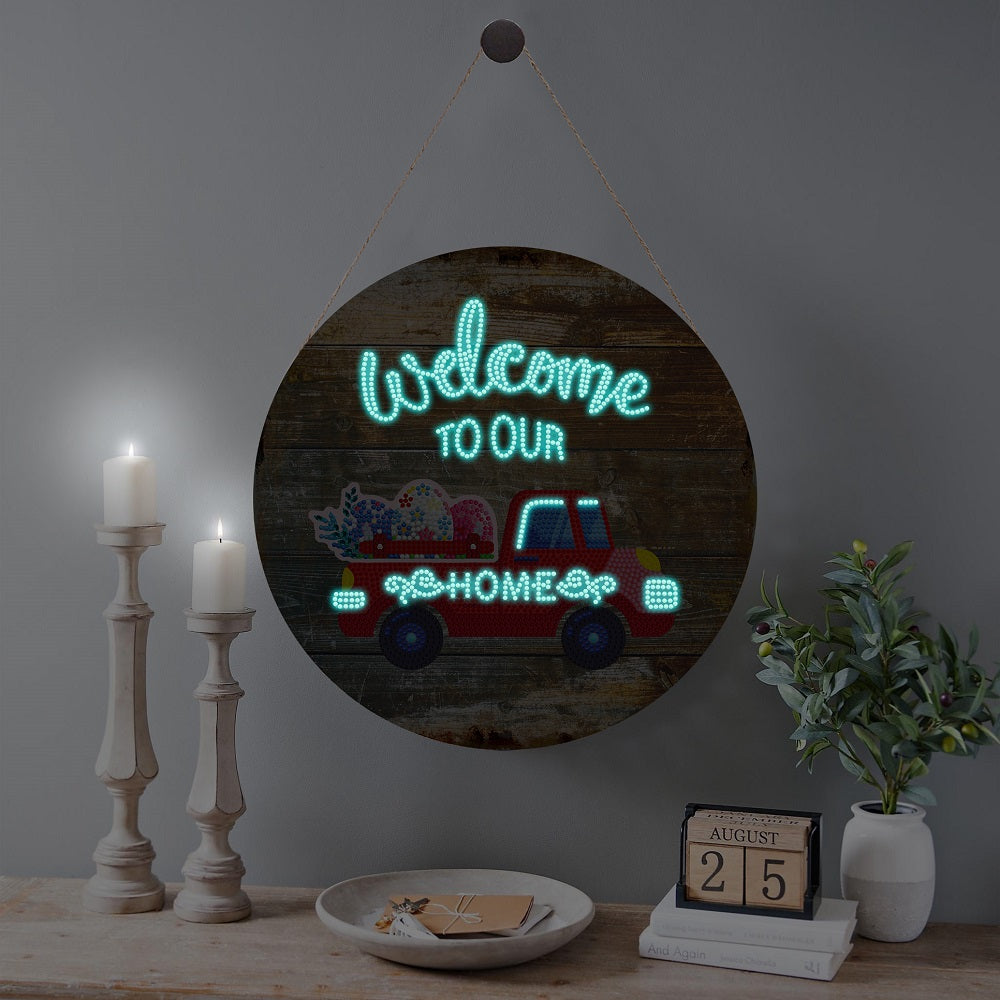 Luminous Iron Sheet Decoration Welcome Sign for Home & Garden