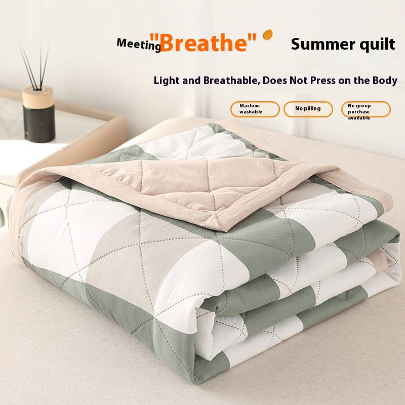 Washed Cotton Summer Quilt Blanket - Non-Printed, Lightweight, Multiple Sizes