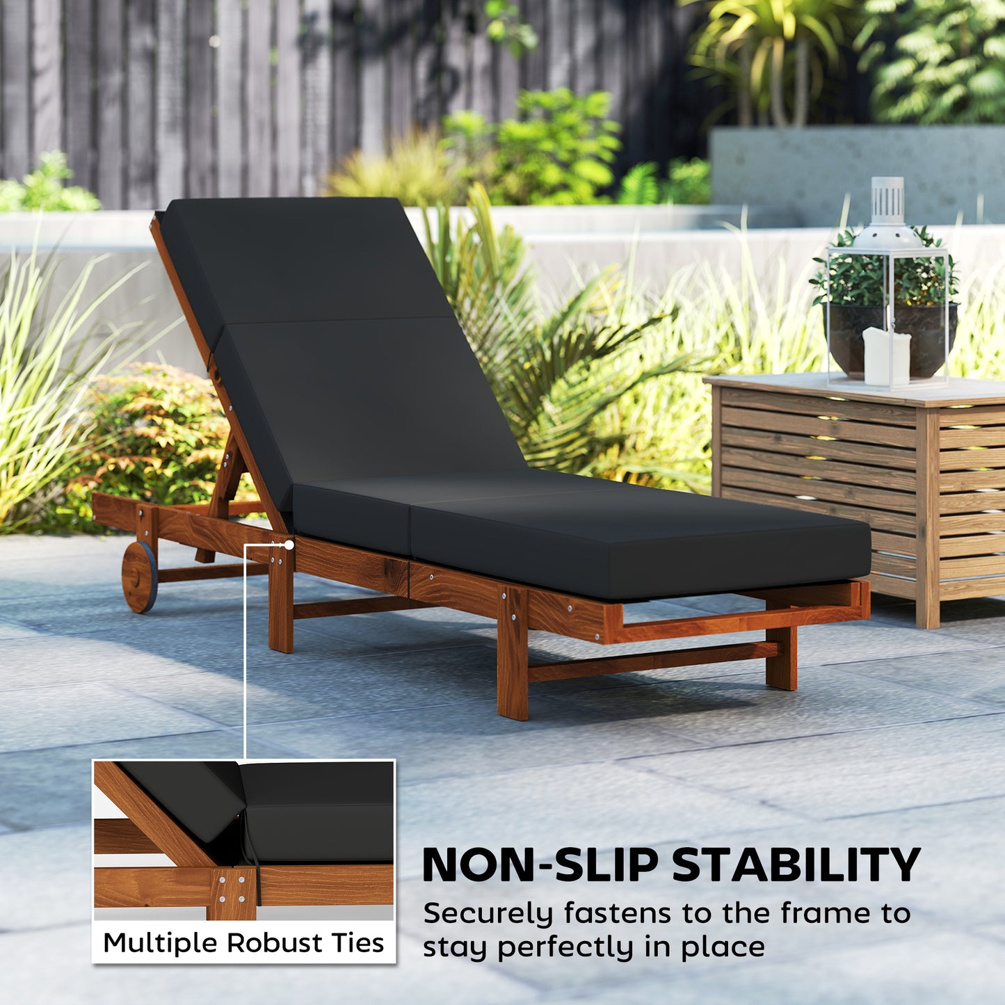 Outdoor Lounge Chair Cushions Set of 2 - 4" Thick, Gray