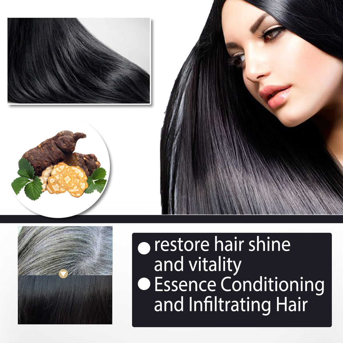 Polygonum Multiflorum Shampoo White To Black Hair Anti-drop Cleaning