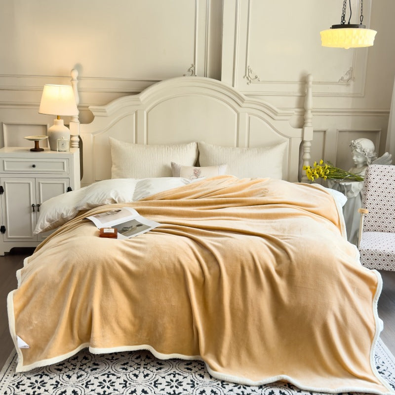 Thickened Coral Fleece Blanket Solid Color Vegan-Friendly Home Bedding