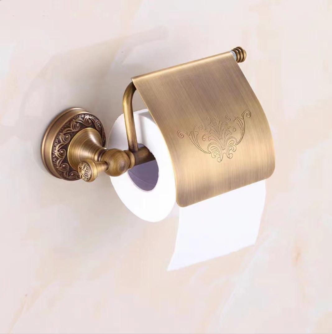 Copper Wall-Mounted Bathroom Shelves with Carved Design - Multiple Sizes