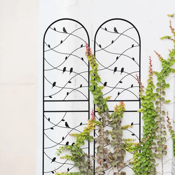 Metal Garden Trellis Support for Climbing Plants - 71" x 19.7" - Black