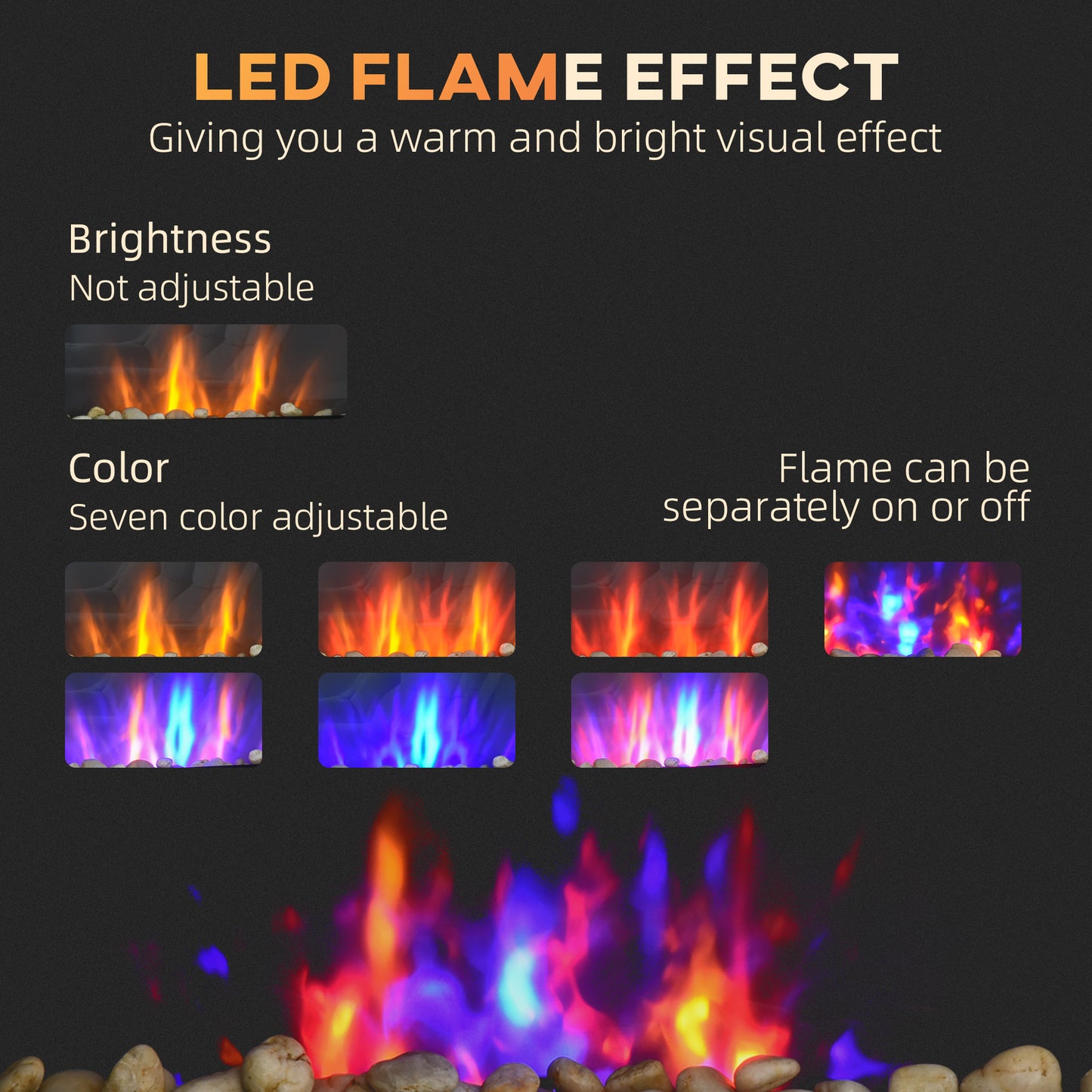 28.5-Inch Electric Wall-Mounted Fireplace with Flame Effect and Multi-Color Lighting