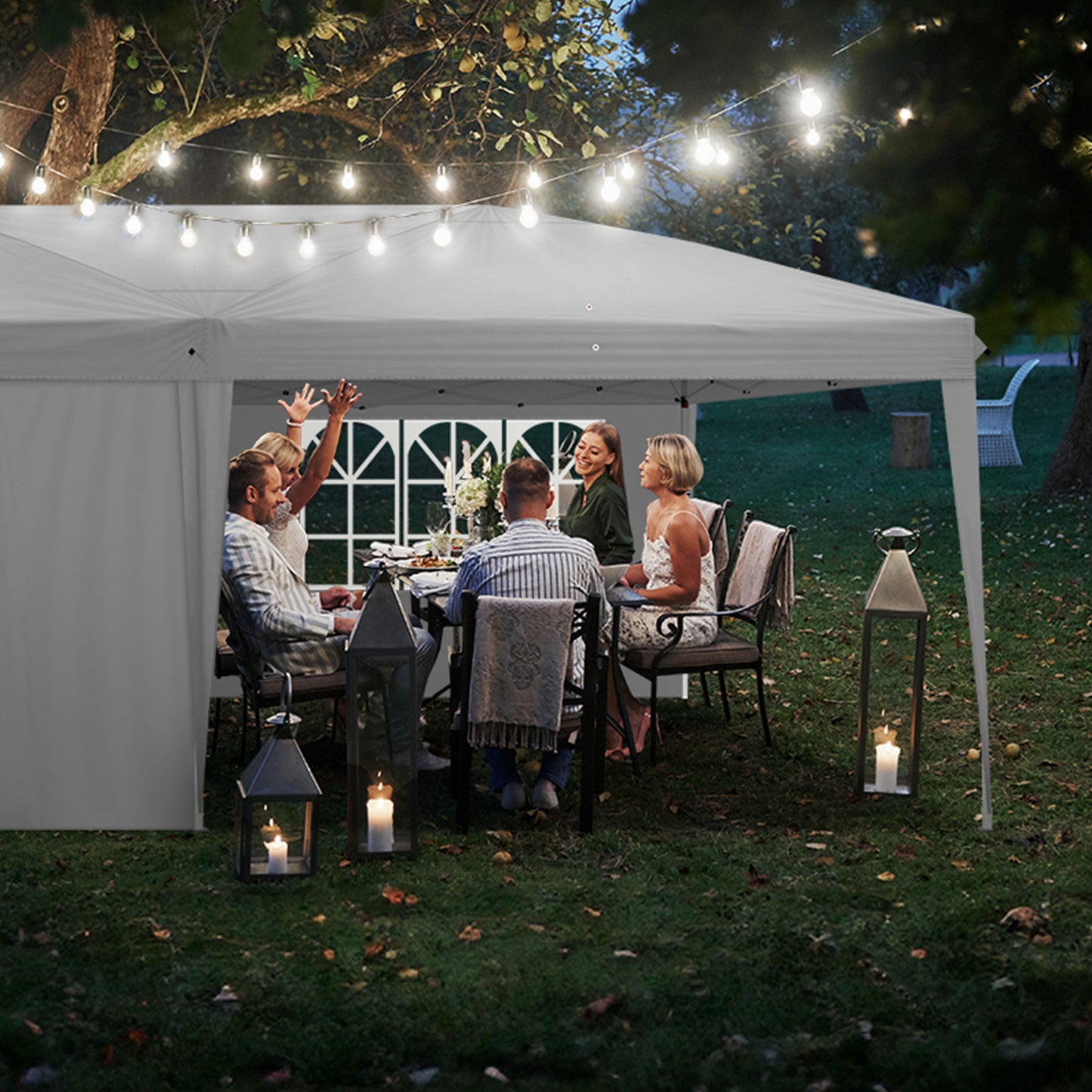20x10ft White Waterproof Folding Tent with 2 Windows