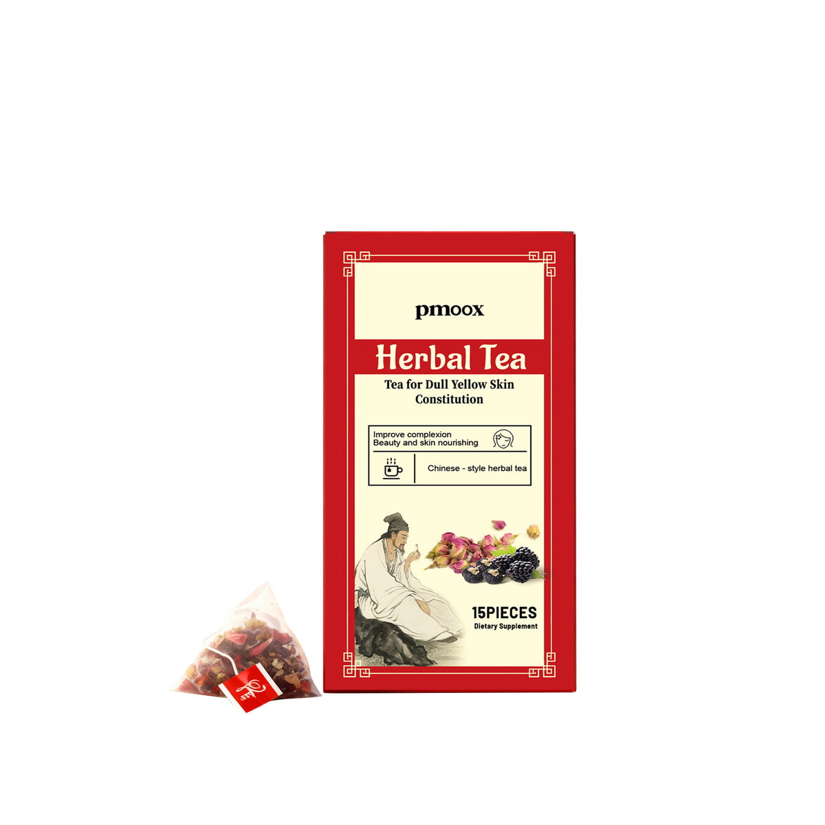 Herbal Color Conditioning Tea Bags - Black Mulberry & Rose, 15 Pieces